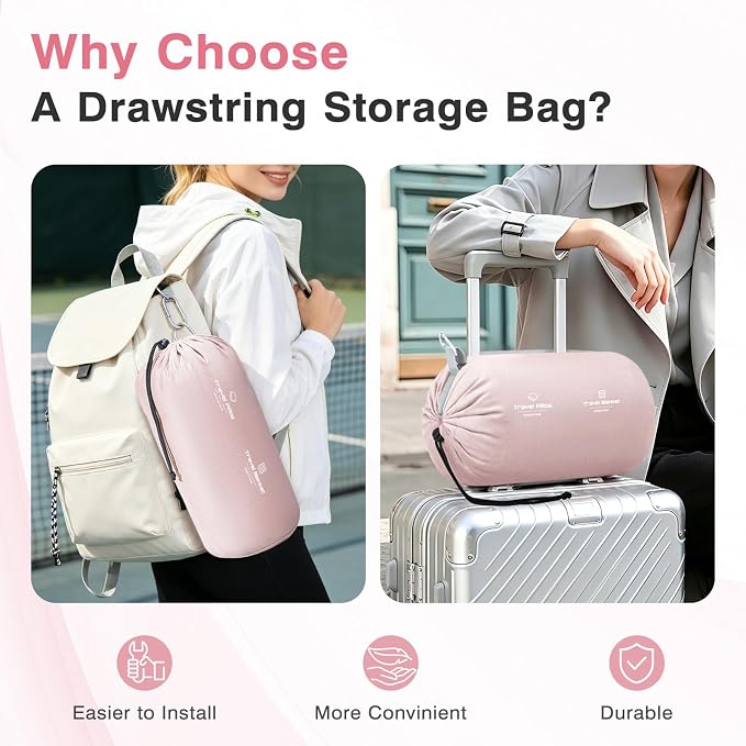urnexttour Travel Pillow and Blanket Set Neck Pillow Airplane Foam Pink | 43x60 Inch Plane Blanket, Traveling Compact Storage Bag, Eye Mask, and Earplugs for Ultimate Flight Comfort, Women and Men - Image 3
