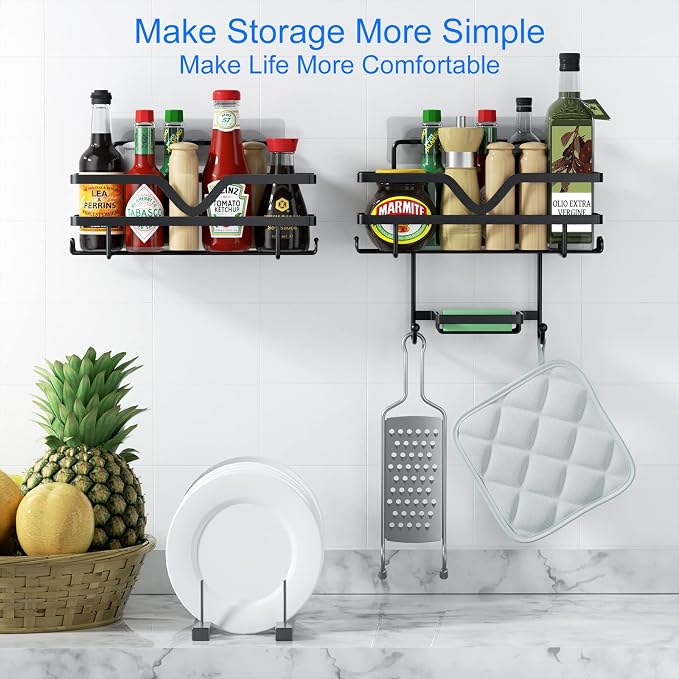 Adhesive Shower Caddy No Drilling Bathroom Organizers, 3 Pack | Self Adhesive Shelf Organizer Rack, Rustproof Shower Storage Rack with Soap Dish, Side Hooks, Large Capacity Bathroom Storage - Image 8