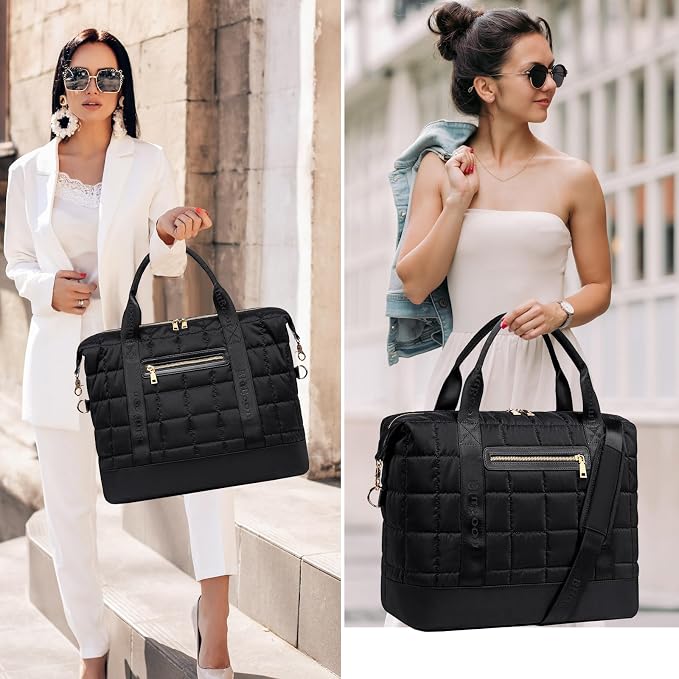 Bluboon Travel Tote Bags with Zipper Ladies Canvas Bag Weekender Overnight Bag for Women Carry on Duffel Bag Trolley Sleeve - Image 2
