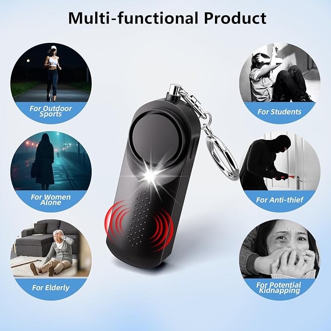Self Defense Siren with Strobe Light & Extra Loud 130 dB Safety Keychain | Panic Button for Self Defense, Personal Safety Alarm for Women, Seniors, College Girls - Image 6