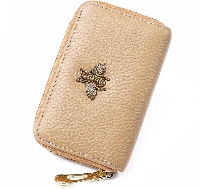 imeetu RFID Credit Card Holder, Small Card Wallet Women, Leather Card Case | Genuine Leather Women's Card & id Cases, Change Coin Purse with Zipper Keychain id Window, 20 Colors & 3 Styles, Daily, Gifts by imeetu