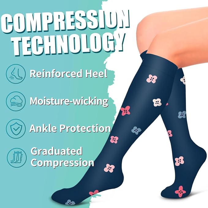 Compression Socks for Women & Men Circulation(6 pairs)-Graduated Supports Socks for Running, Athletic Sports - Image 6