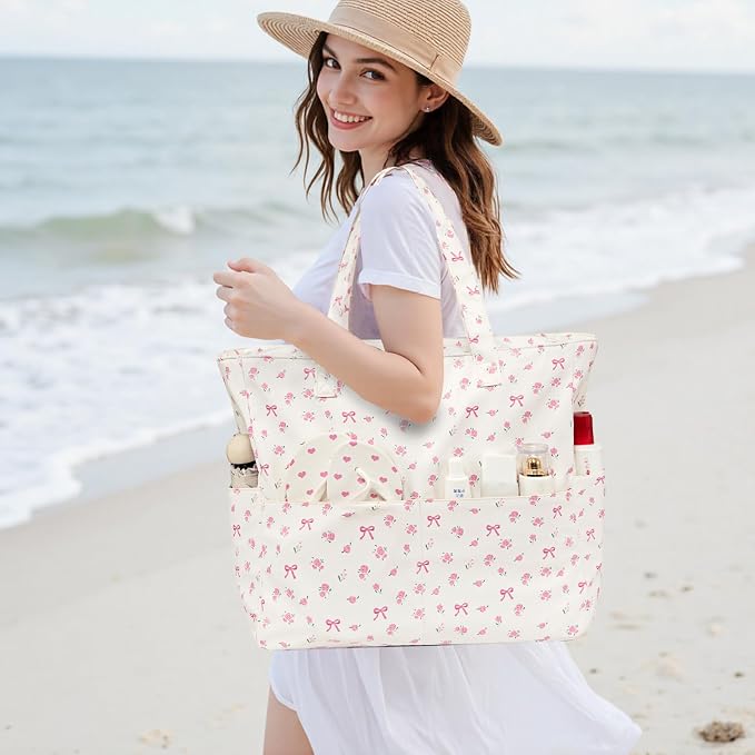 Bluboon Beach Bags for Women, Large Waterproof Tote Bag With Wet Compartment for Pool Weekender Travel Gym - Image 2