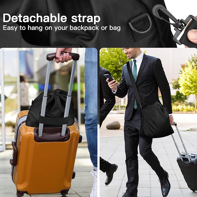 Homakover Travel Neck Pillow Bag for Memory Foam Travel Pillow,Luggage Travel Pillow Drawstring Bag Carrying Case with Trolley Sleeve&Adjustable Strap,Easily Attaches to Luggage,Backpacks - Image 6
