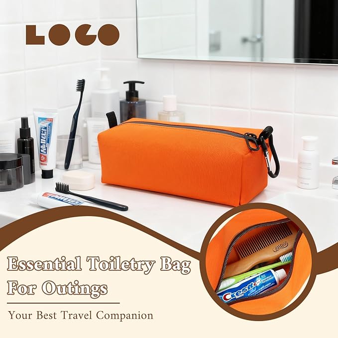 Small Toiletry Bag for Men, Travel Bag Waterproof and Foldable for Storage Mini Toiletry Bag Equipped With Carabiner for Easy Portability (orange) - Image 6