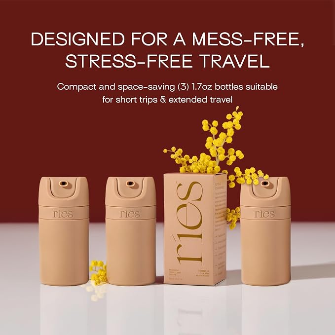 RIES Travel Bottles for Toiletries | Travel Size Containers | 3 Pack | Tsa Travel Bottles | Shampoo and Conditioner Leak Proof with Airless Pump | BPA Free Recycled Plastic & Dishwasher Safe - Image 7
