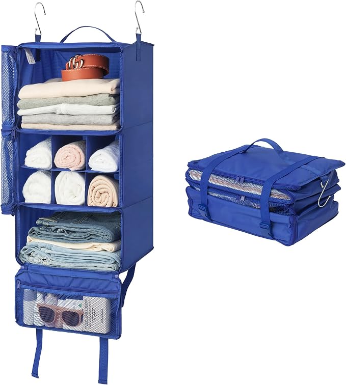 GRANNY SAYS Hanging Packing Cubes, Large Hanging Suitcase Organizers, Blue | Portable Suitcase Organizer, Travel Packing Organizers, Compression Luggage Bags for Clothes, Carry on Closet Suitcase by GRANNYSAYS