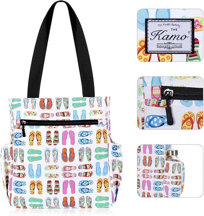 KAMO Floral Tote Bag - Waterproof Lightweight Handbags Travel Shoulder Bag for Hiking Yoga Gym Swimming Travel Beach - Image 4