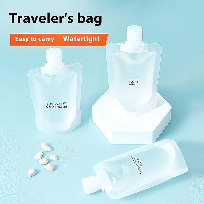 10 Pack Travel Pouches for Toiletries, Size Portable Containers,Stand Up Pouch,Refillable Travel Accessories for Shampoo Conditioner (100ML/3.4OZ/10piece) - Image 6