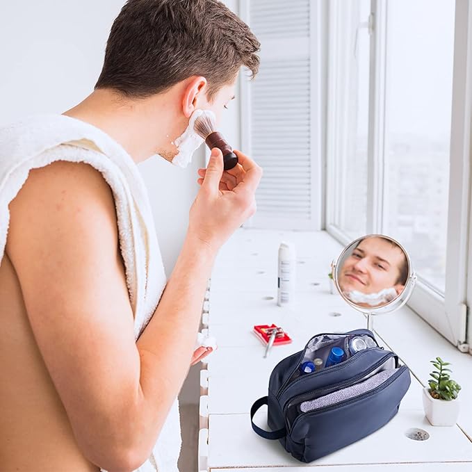 BAGSMART Toiletry Bag for Men, Travel Toiletry Organizer Dopp Kit Water-resistant Shaving Bag for Toiletries Accessories, Door Room Essentials,Navy Blue-basic - Image 6