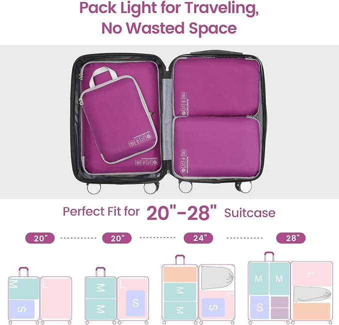Cambond Compression Packing Cubes for Travel Women - Lightweight Luggage Organizers Bag Packing Cubes for Carry on Suitcases - Image 5