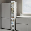 5-Tier Tall Slim Narrow Bathroom Storage Cabinet, White | Tool Free Assembly, Adjustable Shelves, Fits for Narrow Spaces, Reinforced Stability, Magnetic Clear Door by Lifelongpal