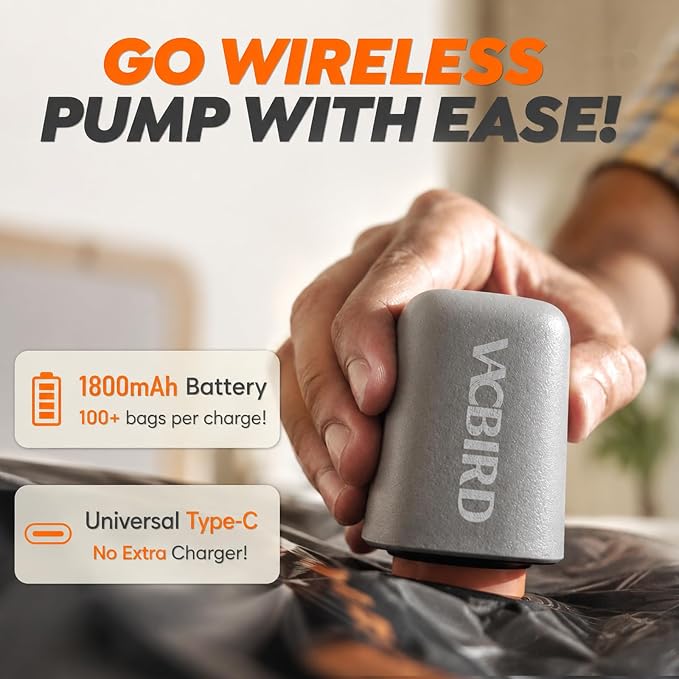 Rechargeable Wireless Pump Travel Storage Bags Set - 15 Pack Large Size Vacuum Bags for Travel & Home, Space-Saving Compression Packing for Clothes, Blankets & Bedding - Image 2