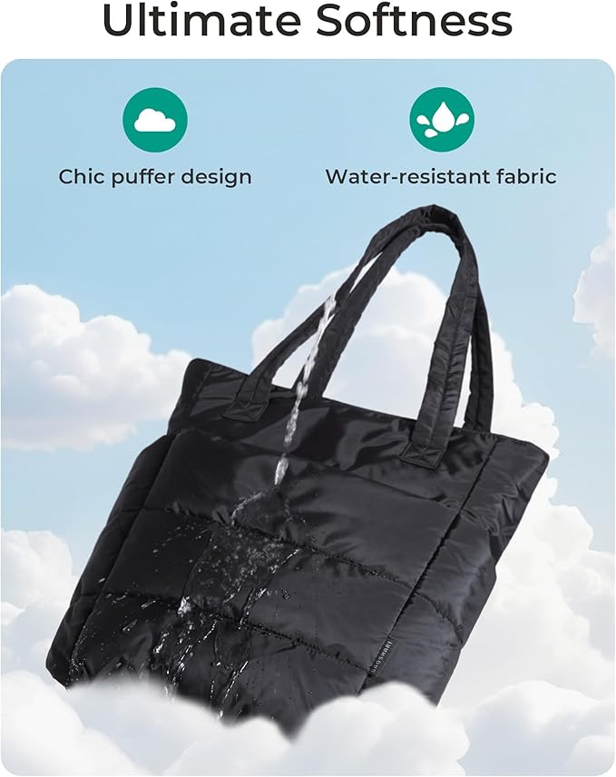 BAGSMART Tote Bag for Women, Lightweight Puffy Tote Bag with Compartments Shoulder Bag Handbag for Travel, Work, Gym | Lightweight - Image 4