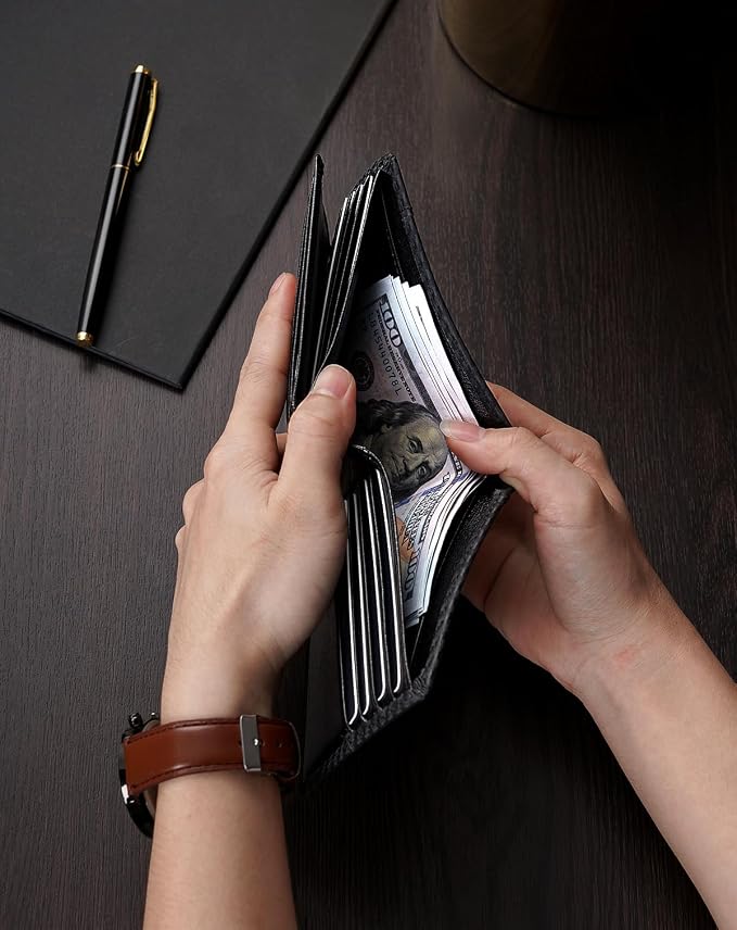 Swallowmall Mens Wallet Rfid Blocking Leather Wallet for Men Bifold Wallets with 1 ID Window 16 Card Slot Blackstripe - Image 10