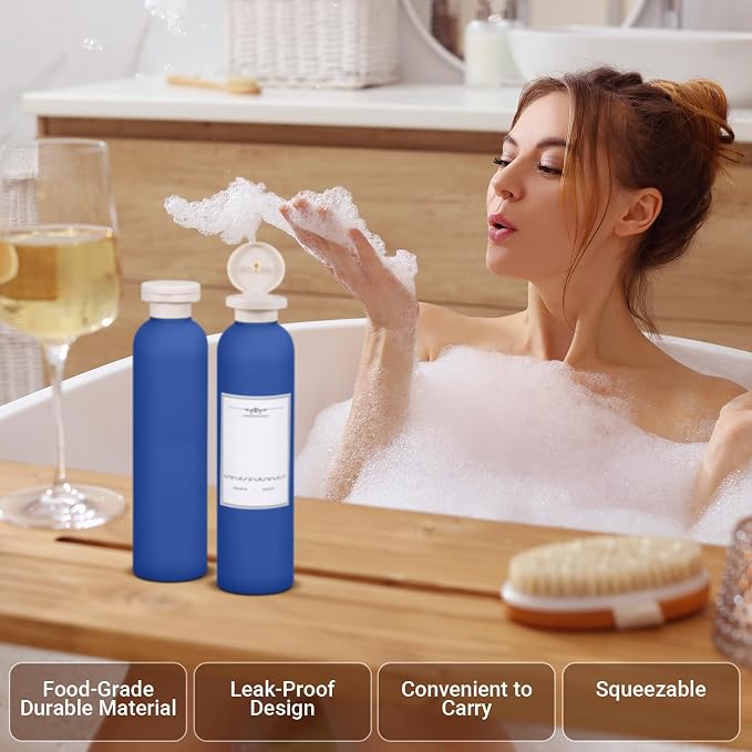 Travel Shampoo Bottle, Empty Plastic Squeeze Bottles 8.8oz with Flip Cap, Lotion Container for Toiletries Travel Size Shampoo and Conditioner - Image 5