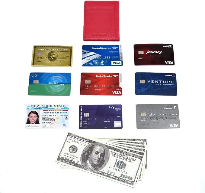 KALMORE womens Credit Holder Genuine Leather Slim Minimalist Card Case Wallet, Black With Id Window - Image 7