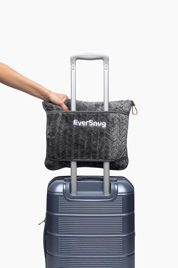 EverSnug Travel Blanket & Pillow 68x42 - Premium Ultra-Soft Microfleece 2 in 1 Compact & Packable Flight Blanket with Soft Bag Pillowcase, Hand Luggage Sleeve and Backpack Clip (Grey) - Image 6