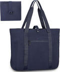 Voova Large Canvas Tote Bag for Women with Shoulder Strap, Black | 13-inch laptop compartment and multiple pockets in a roomy crossbody tote for work, travel, school or shopping by Voova