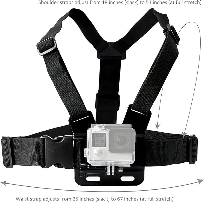 Universal Action Camera Accessories Bundle Head Chest Strap Mount/Selfie Stick/Floating Hand Grip Compatible with Dragon Touch/AKASO EK7000 Brave 4 5 6 7 LE V50X/GoPro Hero 13 12 11 10 9 8 7 - Image 2