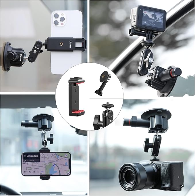 Ulanzi SC-01 Heavy-Duty Suction Cup Mount for Camera/Phone/Accessory (3"), Pump-actived Vacuum Suction Cup Mount, Magic Arm Phone Holder Action Cam Adapter Car Boats Windshield Window Mount - Image 6