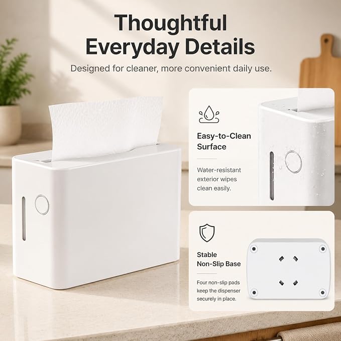 Paper Towel Dispenser Countertop, Commercial Multifold/Trifold/C Fold/Z Fold Paper Towel Dispenser, Hand Towel Dispenser for Bathroom, Bedroom, Kitchen, Toilet White - Image 2