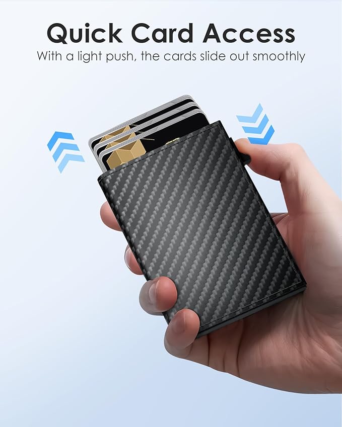 QLD RFID Wallet for Men - Smart Pop up Card Holder - Trifold, Slim, Minimalist Wallet for Front Pocket, 9-11 Cards Capacity | ID Window | Cash Slot | Magnetic Closure - Image 4