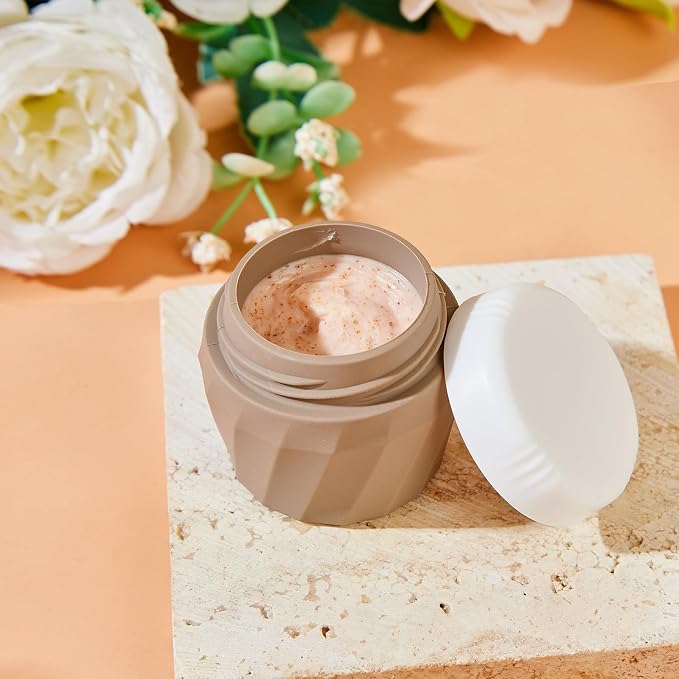 Travel Containers for Toiletries, Premium Silicone Cosmetic Cream Jars, TSA Approved Leak-Proof Refillable Travel Size Toiletries with Clear Bag for Cosmetic Face Body Cream (Apricot, 1OZ) - Image 3