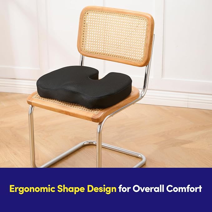 Office Chair Cushion Seat Cushion for Long Sitting ✅– Ergonomic CertiPUR-US® Memory Foam Non Slip Seat Pad for Desk, Car, Travel, Stadium, Bleachers & Airplane ✅– Tailbone Support Pillow - Image 5