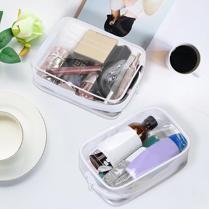 AURUZA 2 Pack Travel Toiletry Bag, Clear Makeup Bag, TSA Approved Cosmetic Bag with Zipper, Clear Organizer Carry on Bag for Women, PVC Cosmetic Pouch - Image 5