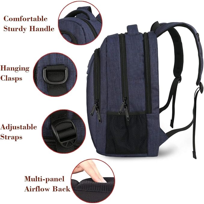 MATEIN Blue Laptop Backpack, Slim Travel Backpack with Laptop Compartment | Fits 15.6 Inch Notebook, Anti Theft Pocket, College Student Daypack, Teenager Gift, Computer Daily Bag for Men Women - Image 2
