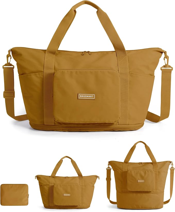 BAGSMART Foldable Travel Bag, 37L Expandable Personal Item Bag | Airline Approved Personal Carry-on Size, Fits Under-seat, Trolley Sleeve, Backup Bag for Travel, Vacation, Overnight by BAGSMART