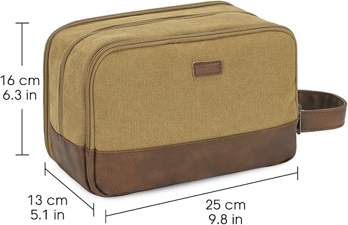 WANDF Travel Toiletry Bag for Men, Canvas Shaving Dopp Kit | Wet Separation, Water-Resistant Fabric, Travel Bag for Toiletries, Shaving Accessories, Weekend Trips - Image 7