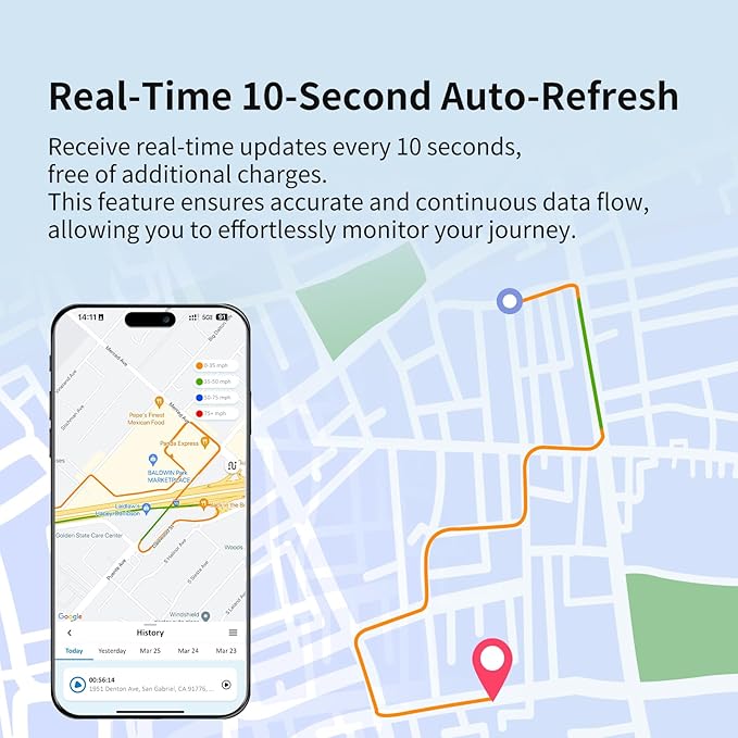 OBD GPS Tracker for Vehicles, Fleet, 10-sec Real Time, 1-Year Trip Data, 5-Day Free Trial, Plug in Car Tracker for Teens, Speeding& Driver Behavior, Mileage Log, Affordable Subscription - Image 2