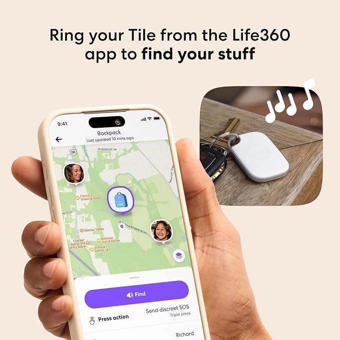 Life360 Tile Pro - Powerful Bluetooth Tracker, Key Finder and Item Locator for Keys, Bags and More. Both iOS and Android Compatible. Phone Finder. 1-Pack (White) - Image 3
