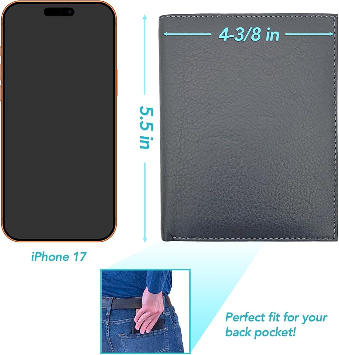 Grey RFID Genuine Leather Passport Wallet - Image 4