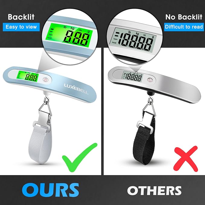 Digital Luggage Scale Vacation Travel Essentials Accessories Gifts for Traveler Portable Suitcase Handheld Weight Scale 110 lbs Hanging Baggage Travel Must Haves - Image 9
