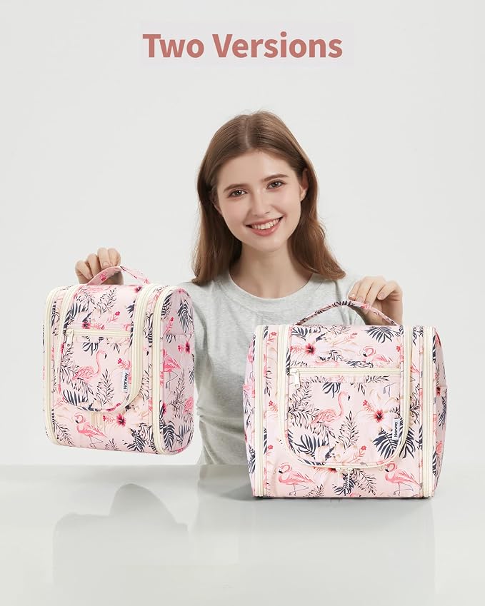 Narwey Small Hanging Toiletry Bag Women Travel Makeup Bag Organizer Toiletries Bag for Travel Size Essentials Accessories Cosmetics(Medium, Beige Bird) - Image 7