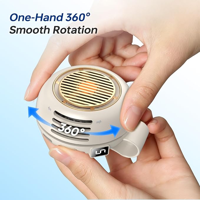 Mini Clip-On Personal Fan, 360° Rotation, LED Speed Display, Quiet Operation, 5 Adjustable Speeds from Gentle Breeze to Strong Airflow, Ultra Light Portable Fan for Stroller Travel Office Gift - Image 2