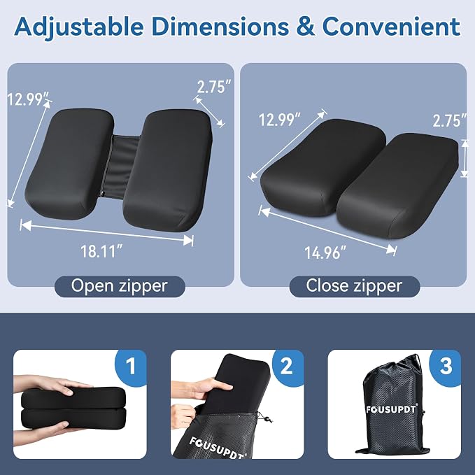 Adjustable Seat Cushion, Memory Foam Office Chair Cushion, Car Seat Cushion, Foldable Travel Cushion for Tailbone Pain, Sciatica Pain Relief, Lifting Cushion for Sitting, Driving, Traveling(Medium) - Image 4