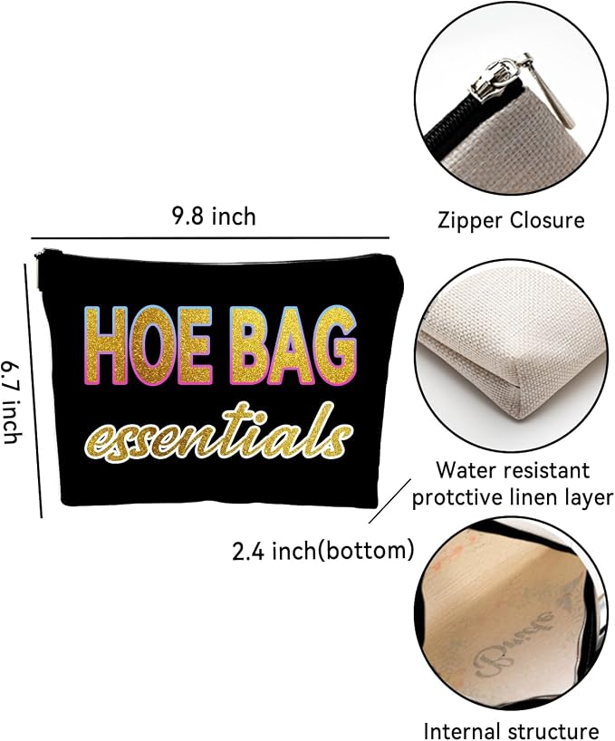 ZUYUROU Funny Gifts for Women, Friends, Hostess Gift Ideas Cool Gifts for Women Girls Birthday Gift Ideas Gag gifts Girls Weekend Overnight Fun Makeup Travel Bag Cosmetic Bag - Golden - Image 2