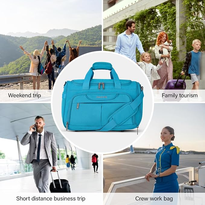Hanke Carry On luggage Bags for Travel, Large Foldable Duffle Bag for Travel, Softside Lightweight Travel Bag Carry On Bags for Airplanes Women, Travel Tote Bags for Women Men.(Caribbean Blue) - Image 9