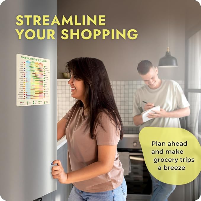 Seasonal Produce Calendar Magnet - Fruit & Vegetable Fridge Guide | Eat with the seasons - know what's fresh each month for farmers-market trips and less food waste - Image 7