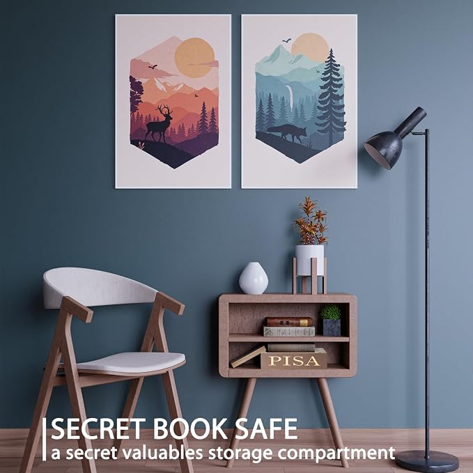 Diversion Book Safe with 4200°F Fireproof Money Bag and Combination Lock, 10.5" x 7.9" x 2.5" Fake Book Hidden Storage Safe, Hollow Secret Portable Metal Storage Box for Cash, Valuables- Leaning Tower - Image 4