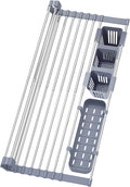 BBXTYLY Expandable Roll Up Dish Drying Rack Up to 22.8''with 2 Storage Baskets,Over The Sink Kitchen Rolling up Dish Drainer Drying Rack, Foldable,Rollable,for Kitchen Dishes(Expandable Width Size) by BBXTYLY