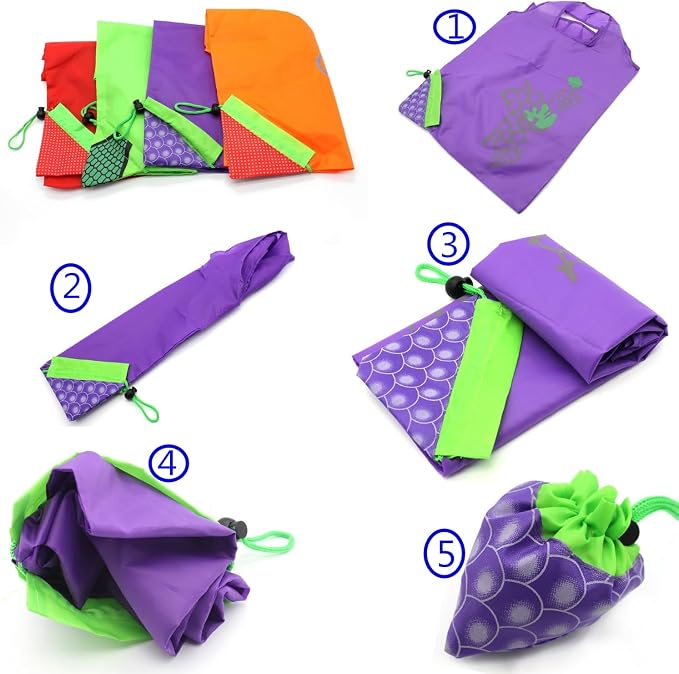 20Pack Reusable Shopping Bags Bulk Foldable Portable Reusable Grocery Bags | Lightweight Polyester Grocery Shopping Tote Bag,Reusable Grocery Bags Foldable Machine Washable Shopping Bags(Fruit) - Image 5
