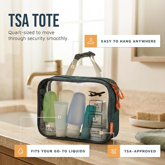 TRIPPED Travel Gear 3-Piece Travel Toiletry Bag Set | Includes Hanging Toiletry Bag, 311 TSA Liquid Bag, and Accessory Organizer Pouch with Lightweight Ripstop Construction - Image 4