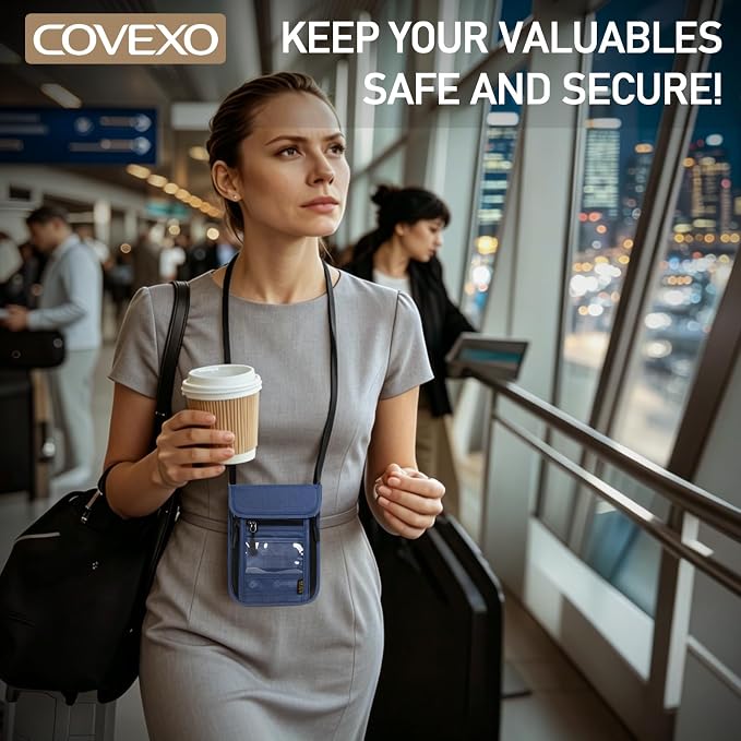 Neck Wallet with RFID Blocking - Hidden Travel Passport Holder Pouch | Concealed Under Clothing, Anti-Theft Security | Adjustable & Lightweight for Vacation, Airports - Image 5