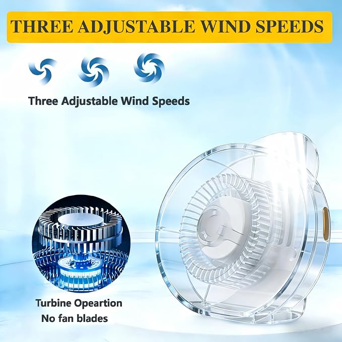 Portable Silent Mini Bladeless Electric fan Clip-On,3-Speed Rotatable Hands-Free Clip-On Fan for Shirt and Waist,Portable Mini Bladeless Fan Clip-On,For Outdoor & Travel & Office & Indoor - Image 7