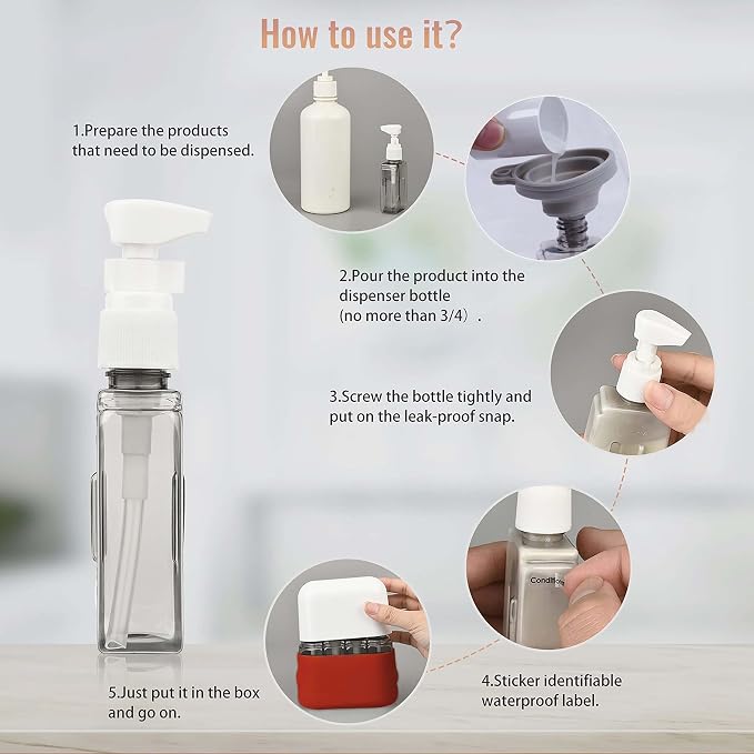 Bpluma Travel Bottles, Leak Proof Containers For Toiletries TSA Approved Airplane Accessories Kits For Liquid With Labels | For Toiletries TSA Approved Airplane Accessories Kits For Liquid With Labels - Image 5